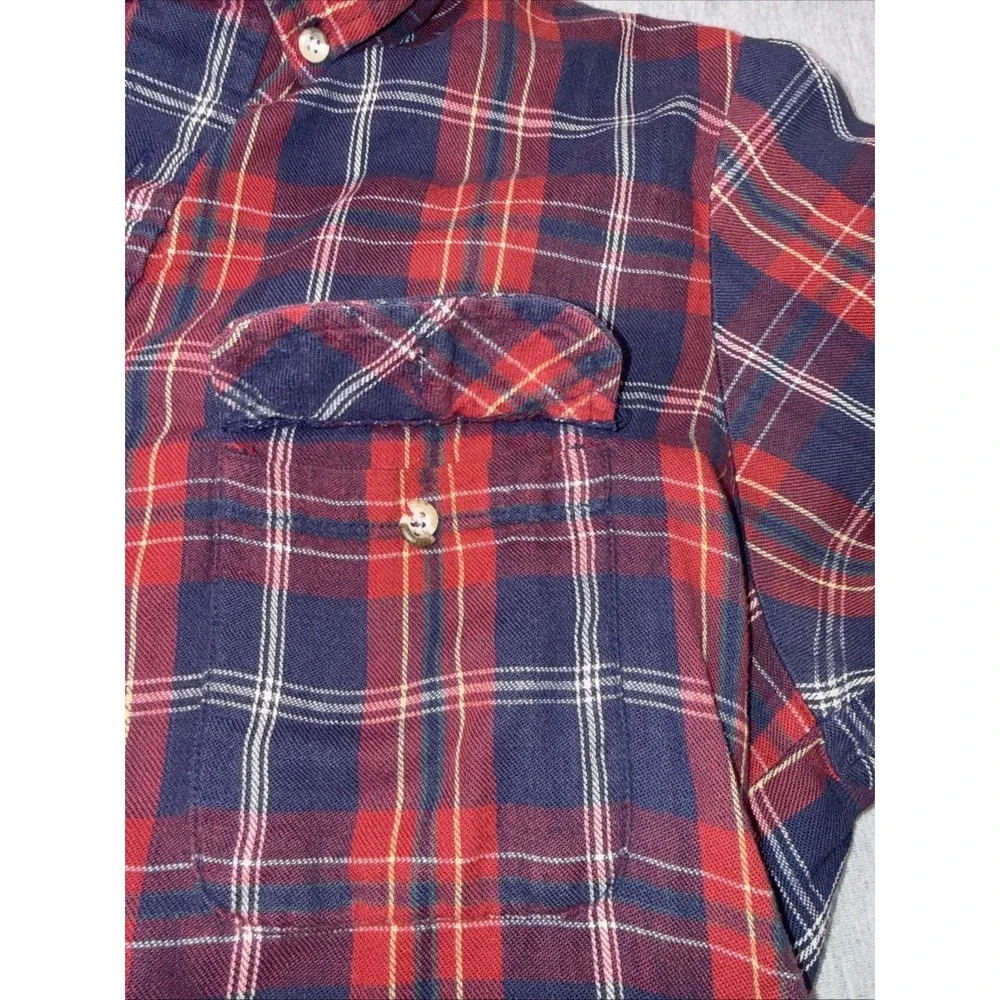 Levi's Men's Tailored Fit Plaid Flannel Shirt Red Blue Long Sleeve Button Up